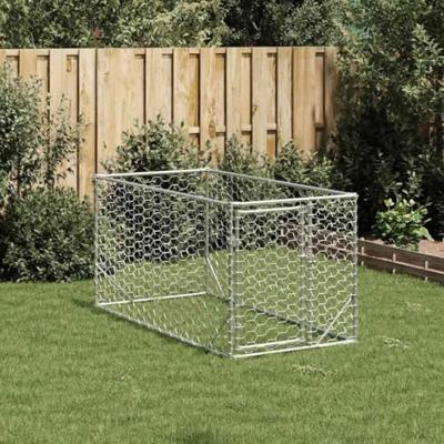 Hondenkennel voor buiten met deur 2x1x1 m gegalvaniseerd staal