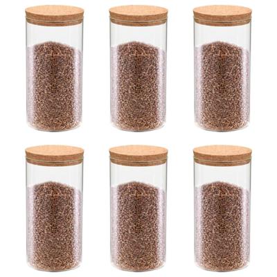 VidaXL Opbergpotten met kurken deksel 6 st 1100 ml glas