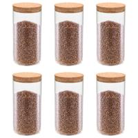 VidaXL Opbergpotten met kurken deksel 6 st 1100 ml glas - thumbnail