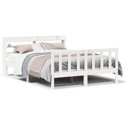 Bedframe zonder matras massief grenenhout wit 135x190 cm