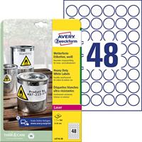 Avery-Zweckform L4716-20 Weerbestendige etiketten Ø 30 mm Polyester folie Wit 960 stuk(s) Permanent hechtend Laser (kleur), Laser (zwart/wit), Kopiëren - thumbnail