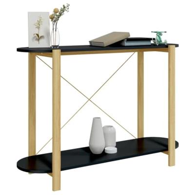 Wandtafel 110x38x75 cm bewerkt hout zwart - thumbnail