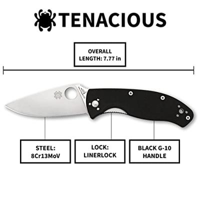 Spyderco Tenacious Zwart Mes Vastmes Zwart Spyderco Tenacious Zwart Mes Vastmes Zwart