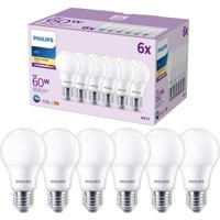 Philips LED 9290023062 LED-lamp Energielabel F (A - G) E27 Peer 8 W = 60 W Warmwit (Ø x l) 60 mm x 108 mm 6 stuk(s) - thumbnail