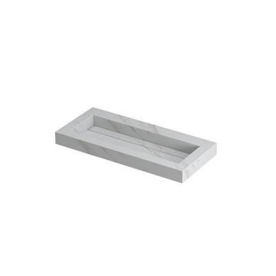 INK Pitch Wastafel Keramische Slab Centraal met Drain en Front en Side Skirts Zonder Kraangat - 1000x450x90 mm - Calacatta Mat
