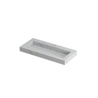 INK Pitch Wastafel Keramische Slab Centraal met Drain en Front en Side Skirts Zonder Kraangat - 1000x450x90 mm - Calacatta Mat - thumbnail