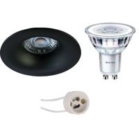 LED Spot Set - Pragmi Nora Pro - GU10 Fitting - Inbouw Rond - Mat Zwart - Ø82mm - Philips - CorePro 830 36D - 4W - Warm Wit 3000K - Dimbaar - thumbnail