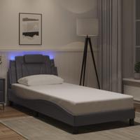 Bedframe met LED-verlichting kunstleer grijs 90x200 cm - thumbnail