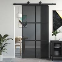 VidaXL Schuifdeur 102,5x205 cm gehard glas en aluminium zwart - thumbnail