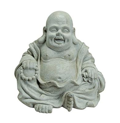 zittende decoratieve figuur Boeddha, steenachtig grijs, materiaal: Magnesia