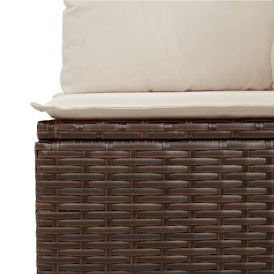 11-delige Loungeset met kussens poly rattan bruin - thumbnail