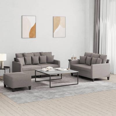 3-delige Loungeset met kussens stof taupe