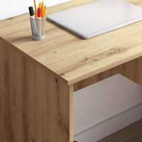 Bureau artisanaal eikenkleurig 90 x 49.5 x 75 cm Bewerkt hout - thumbnail
