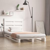 Bedframe zonder matras massief grenenhout wit 90x200 cm - thumbnail
