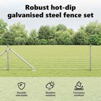 VidaXL Hek met paal zilver 0,4 x 25 m staal - thumbnail