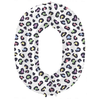 Folieballon Cijfer 0 Wit Met Panterprint (86cm)