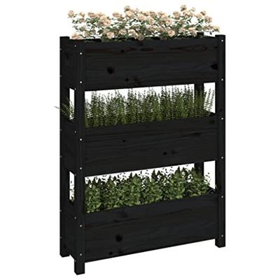 Plantenbak 77x25x104,5 cm massief grenenhout zwart Plantenbak 77x25x104,5 cm massief grenenhout zwart