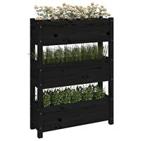 Plantenbak 77x25x104,5 cm massief grenenhout zwart - thumbnail