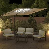 VidaXL Zweefparasol met led-verlichting 400x300 cm zandwit - thumbnail