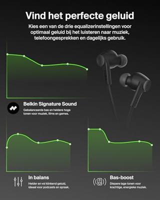 Belkin SoundForm ANC Oortjes met Draad met USB-C Connector, In-Ear Koptelefoon met Microfoon - Earbuds voor iPhone 17, iPhone 16, iPad Mini, Galaxy S25, Google Pixel 10, Android en Meer - Zwart
