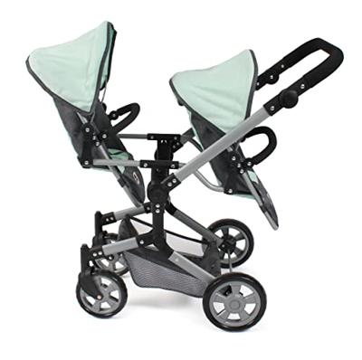 Tweeling Poppenwagen Linus Duo - Melange Antraciet Mint