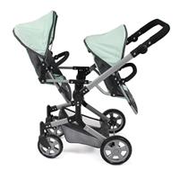 Tweeling Poppenwagen Linus Duo - Melange Antraciet Mint - thumbnail