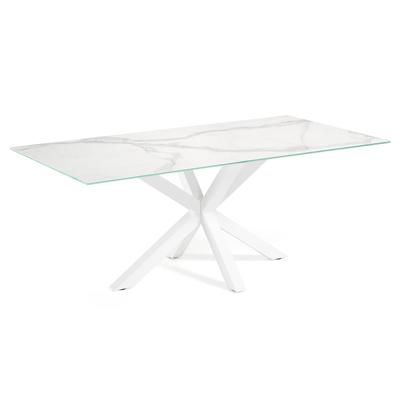 Kave Home Eettafel 'Argo' Iron Moss Keramiek, 200 x 100cm, kleur Wit