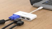 D-Link DUB-V310 3-in-1 USB-C Hub (docking station, ondersteunt Windows, Mac OS X, Linux, HDMI/DisplayPort/VGA), 3-in-1 (HDMI/DisplayPort/VGA), Wit - thumbnail