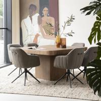 Eleonora Vierkante Eettafel 'Harmonie' Eiken, 140 x 140cm, kleur Bruin - thumbnail