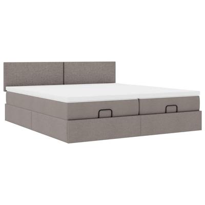 Ottoman bed met matrassen en LED's 180x200cm stof taupe