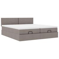 Ottoman bed met matrassen en LED's 180x200cm stof taupe - thumbnail