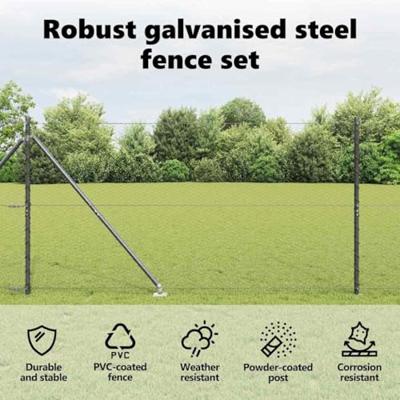 VidaXL Afrasteringspaal grijs 10 x 1,4 m (25 mm gaas) staal en pvc VidaXL Afrasteringspaal grijs 10 x 1,4 m (25 mm gaas) staal en pvc