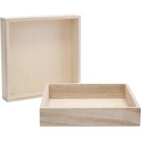 Houten frame met rand, afm 16,2x16,2x3 cm, 10 stuk/ 1 doos - thumbnail