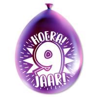 Party Ballonnen Hoera 9 Jaar - 8 Stuks - thumbnail