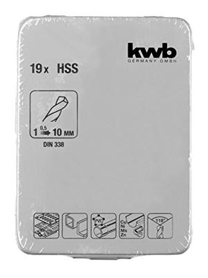 kwb 421944 HSS Metaal-spiraalboorset 19-delig DIN 338 Cilinderschacht 19 stuk(s)