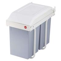Hailo 3659-001 multi-box duo l inbouw afvalbak 2x14l wit/zilver - thumbnail