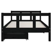 Kinderbedframe met lades 90x190 cm massief grenenhout zwart - thumbnail