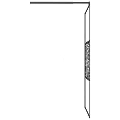 VidaXL Inloopdouchewand met stenenmotief 100x195 cm esg-glas zwart - thumbnail
