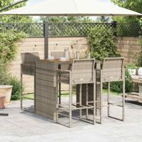 5-delige Tuinbarset zonder kussens poly rattan acacia grijs - thumbnail