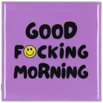 Daan Kromhout Design tegeltje keramiek good morning 10x10cm purple