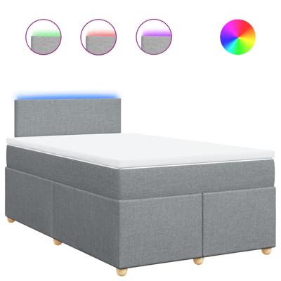 Boxspring met matras stof lichtgrijs 140x200 cm - thumbnail