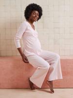 Set van 2-delige pyjama voor zwangerschap en borstvoeding in ribfluweel lichtroze - thumbnail