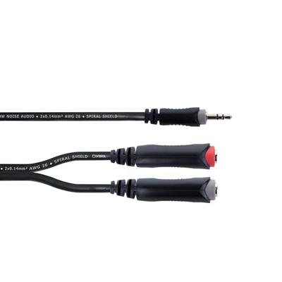 Cordial 14892 Jackplug Audio Y-adapter [1x Jackplug male 3,5 mm - 2x Jackplug female 6,3 mm (mono)] 0.30 m Zwart PVC-mantel, Tweelingkabel