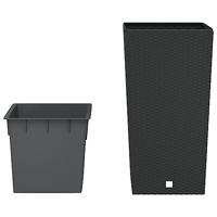 VidaXL Plantenbak met uitneembare bak rattan-look 21/49 l pp antraciet - thumbnail