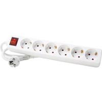 Kopp tafelcontactdoos 6-voudig 45g RA+schak. wit (1.4mtr) - thumbnail
