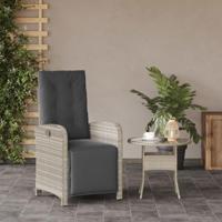 Tuinstoel verstelbaar met voetensteun poly rattan lichtgrijs - thumbnail