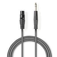 Nedis Gebalanceerde Audiokabel | XLR 3-Pins Female | 6,35 mm Male | 1.5 m | 1 stuks - COTH15110GY15 COTH15110GY15 - thumbnail