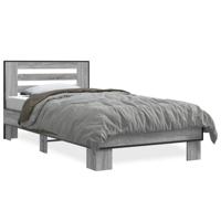 Bedframe bewerkt hout metaal grijs sonoma eiken 150x200 cm - thumbnail