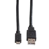 ROLINE USB 2.0 Kabel, USB A Male - Micro USB B Male, zwart, 0,15 m - thumbnail