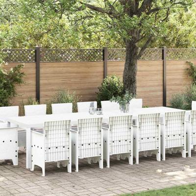 15-delige Tuinset met kussens poly rattan wit